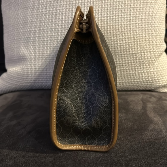 Auth Dior Clutch/Pouch Honeycomb In Web Canvas & Brown Leather 10x7 - Picture 2 of 14